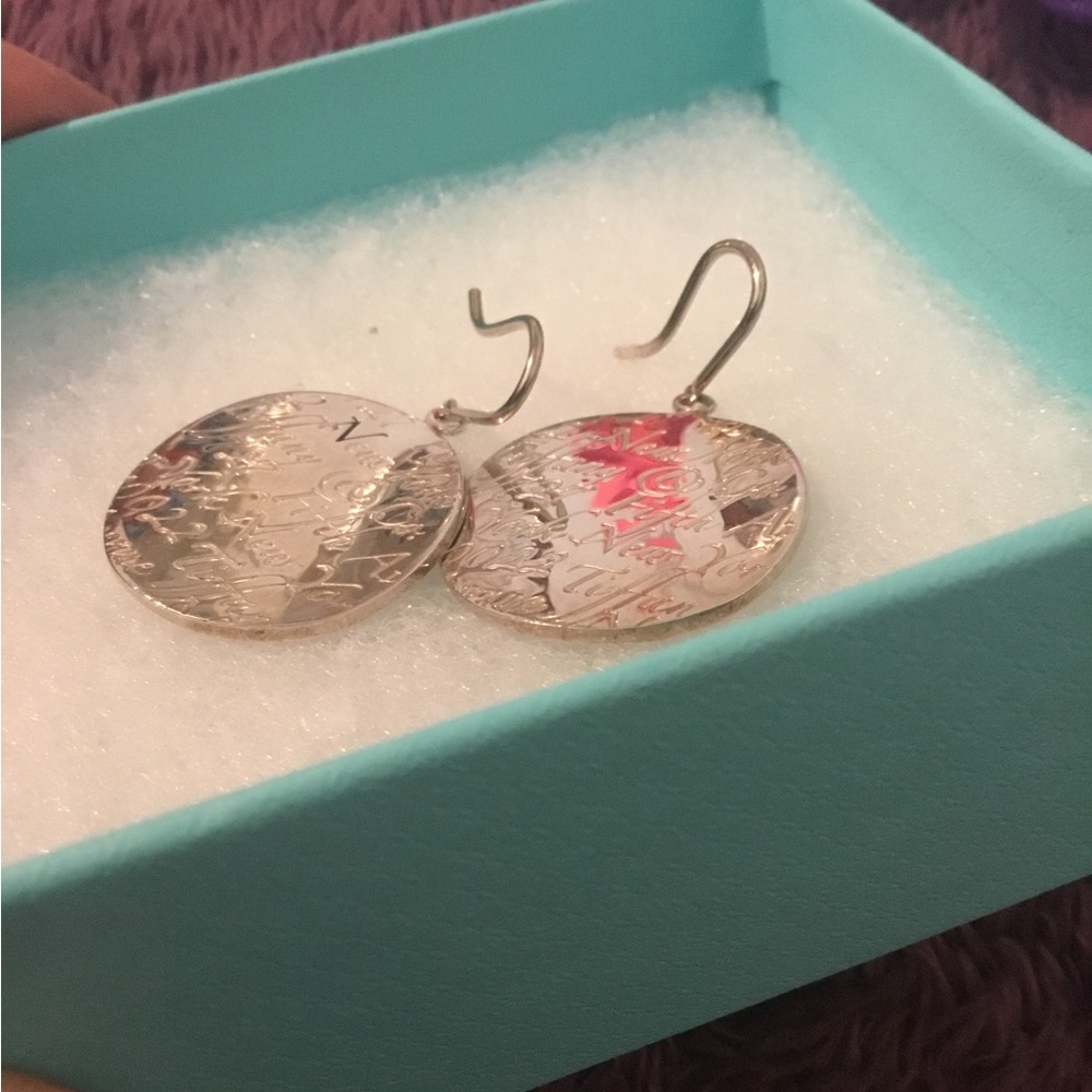 Authentic Tiffany & Co Wavy Large Love Notes Hook Dangle Earrings